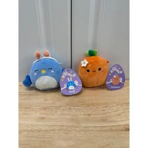 Easter Squishmallows 2024 Bebe Bluebird and Caroleena Carrot Flower 4"  Plush